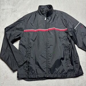 Vintage Nike Windbreaker Jacket Womens‎ Large 12-14 Swoosh Black Nylon Full Zip
